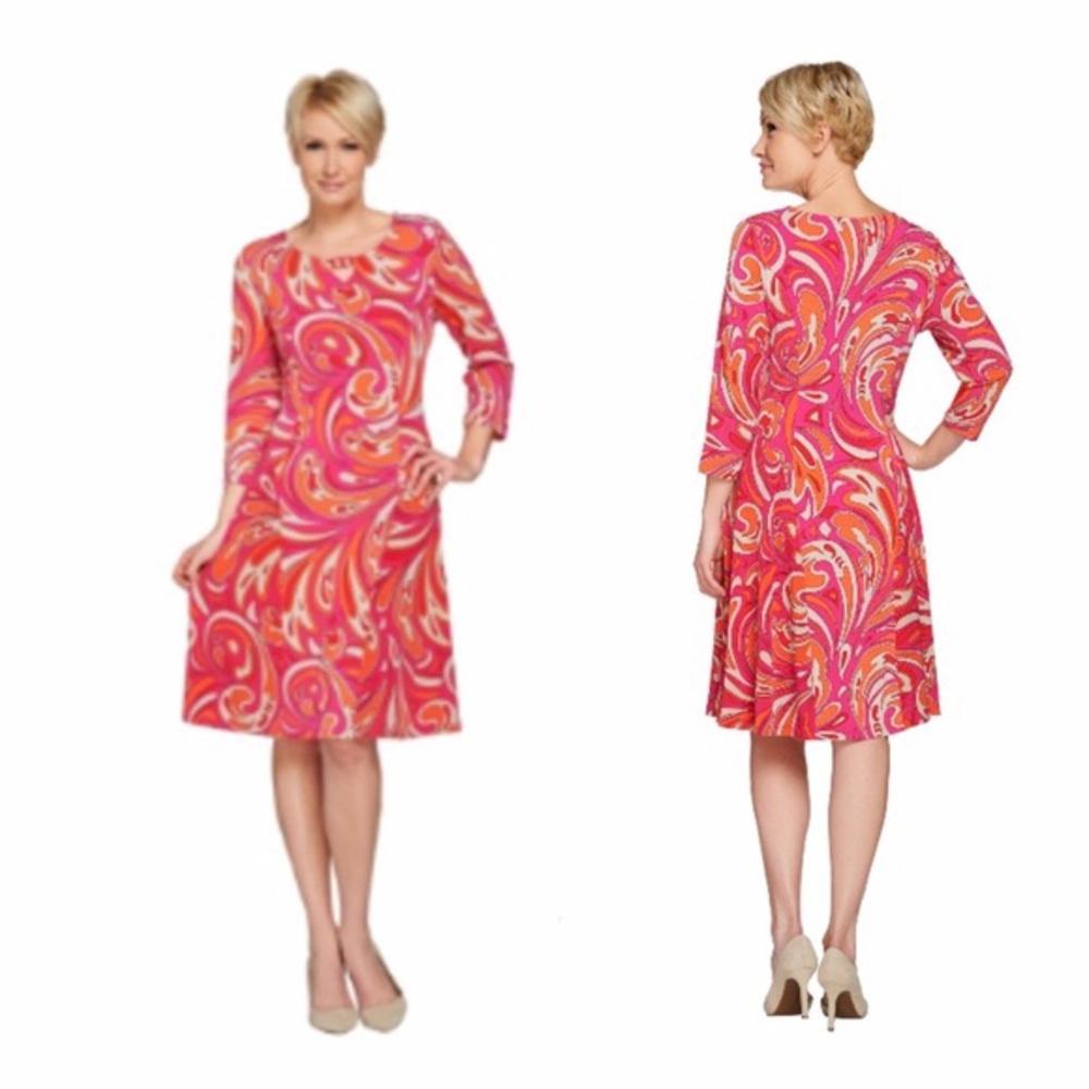 Susan Graver 2x Fit and Flare Knee Length Dress